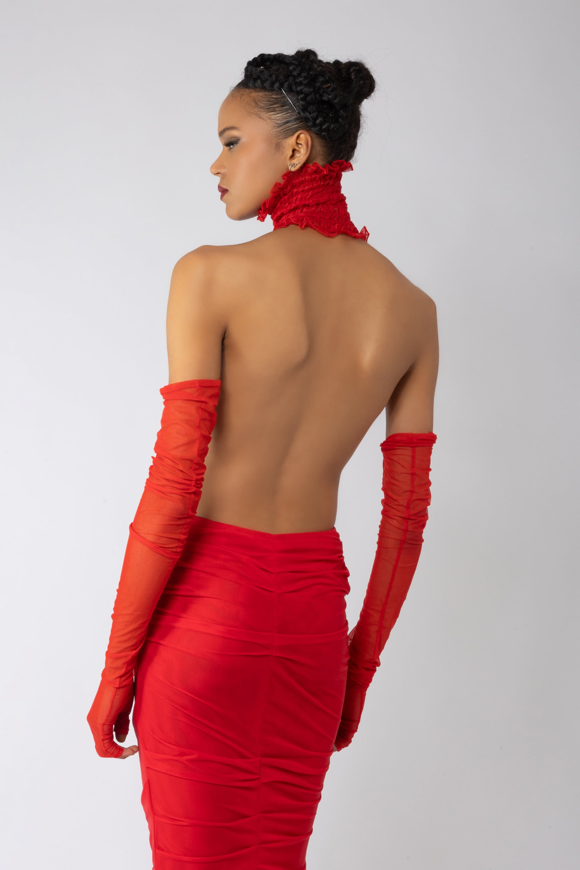Wrap skirt red back